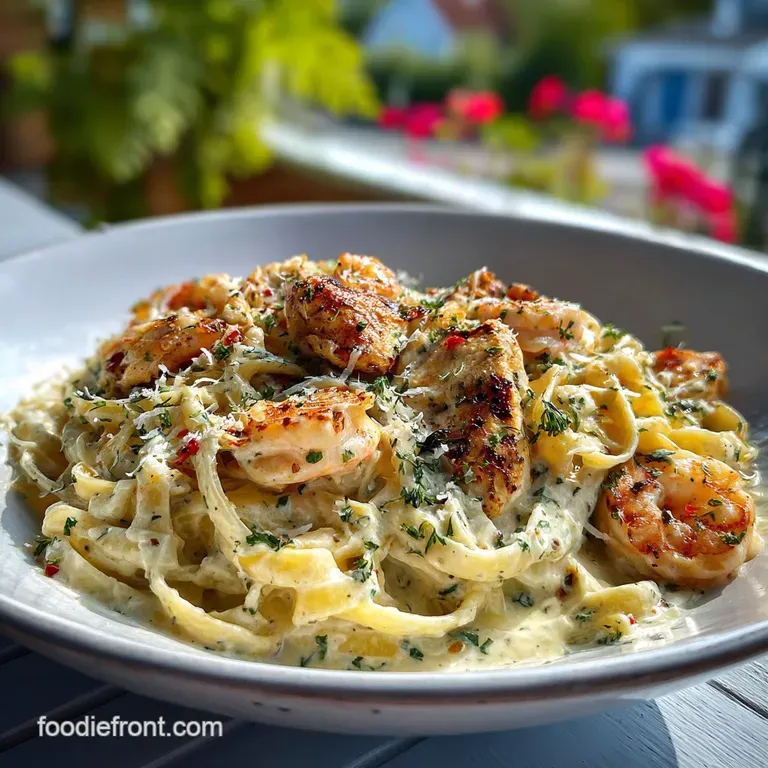 Chicken Shrimp Alfredo: Creamy Garlic Infused