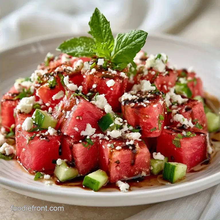 Cold Summer Watermelon Salad with Feta and Balsamic