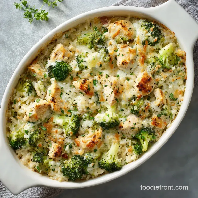 A comforting scoop of creamy chicken and broccoli casserole, topped with a sprinkle of toasted breadcrumbs on a white plate.