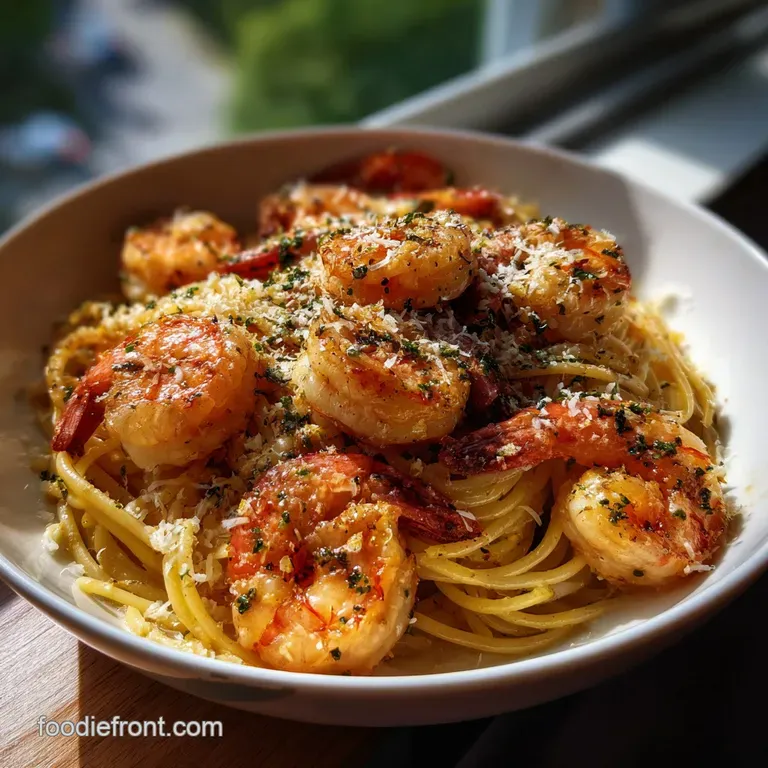Creamy Garlic Butter Shrimp Pasta with Parmesan