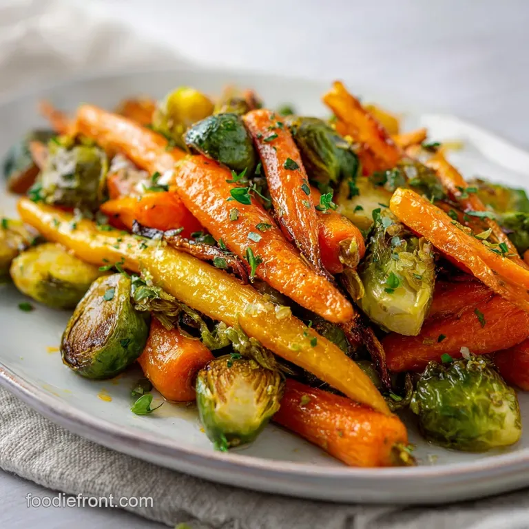 Crispy Maple Glazed Carrots and Brussel