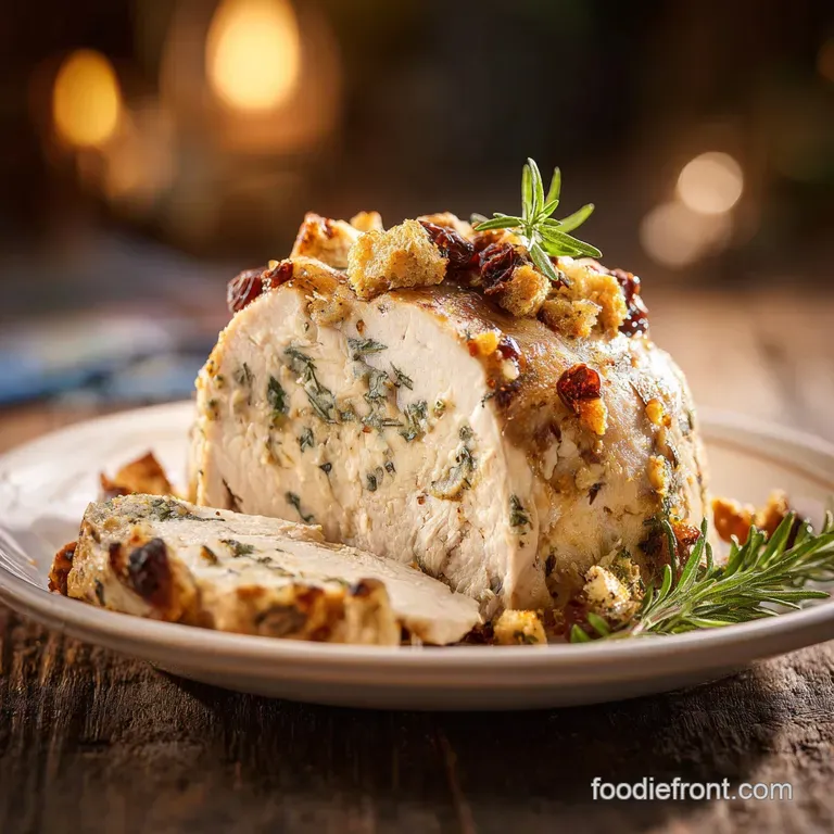 Turkey Breast and Stuffing in Crock Pot with Herbs