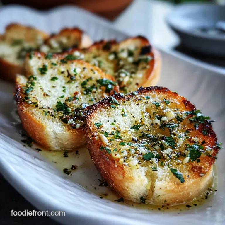 Elegant small dish of glistening garlic butter, sprinkled with fresh parsley and flaky sea salt; inviting and refined.