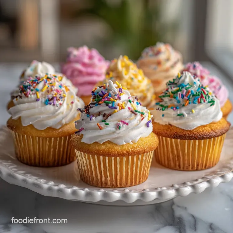 A single cupcake with vibrant blue frosting, topped with edible glitter, sits on a delicate porcelain plate. Celebration i...