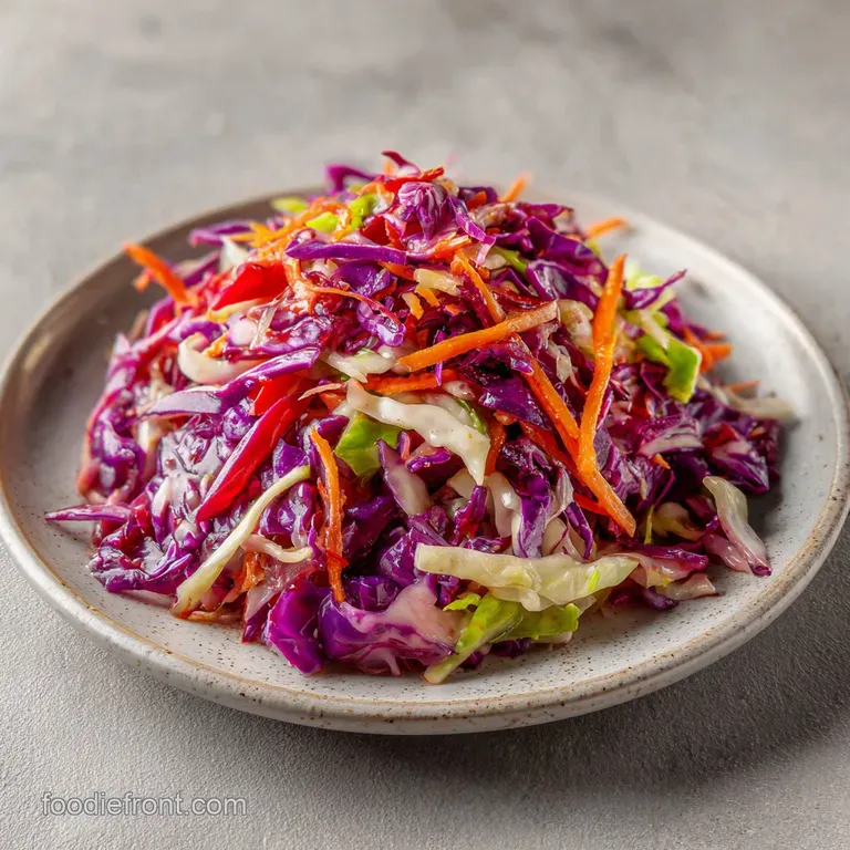 Creamy coleslaw served in a white ceramic bowl with a silver fork and a sprig of fresh green parsley garnish.
