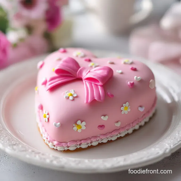 Heart Pink cake with pink bow: Retro Glam Dessert