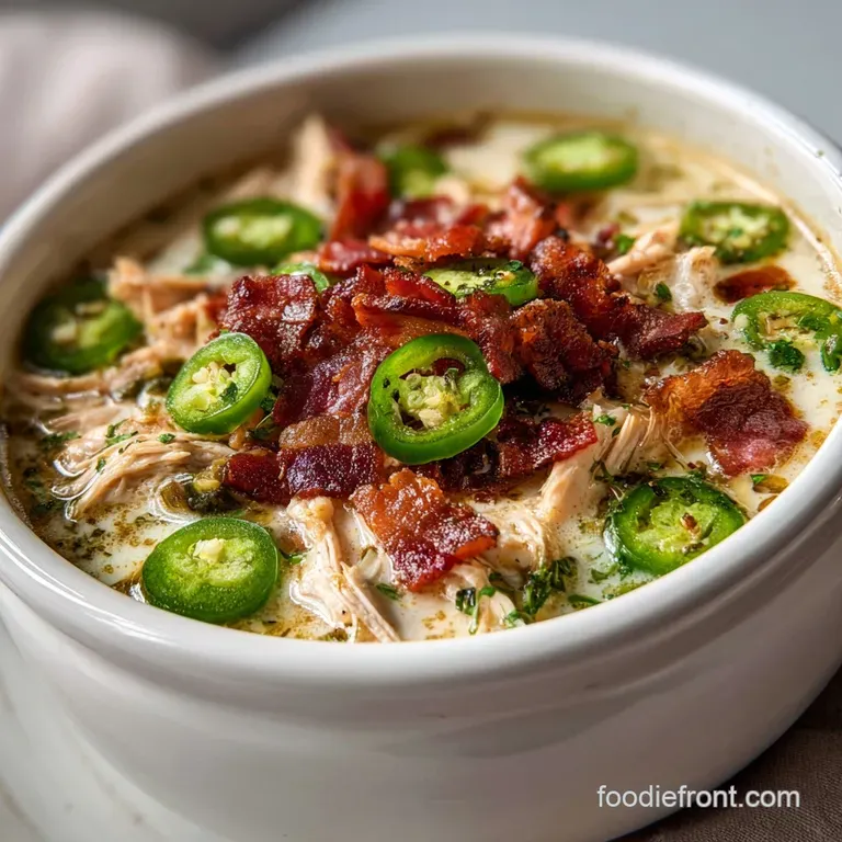 Slow Cooker Jalapeno Popper Chicken Soup Recipe with Bacon