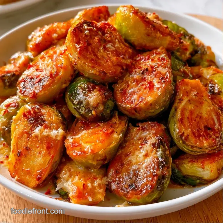 Roasted green sprouts with golden-brown edges arranged neatly in a white ceramic bowl with a sprinkle of fresh parsley.