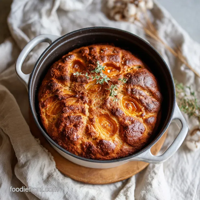 A thick slice of pumpkin bread on a rustic wooden board, drizzled with sweet cream cheese frosting.
