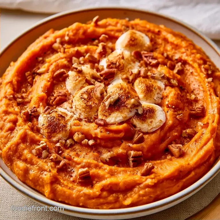 Sweet Potato Casserole with Pecans and Marshmallows