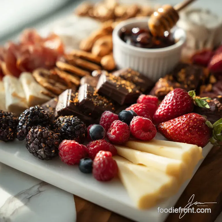 Creative Valentines Charcuterie Board Idea with Chocolate and Berries