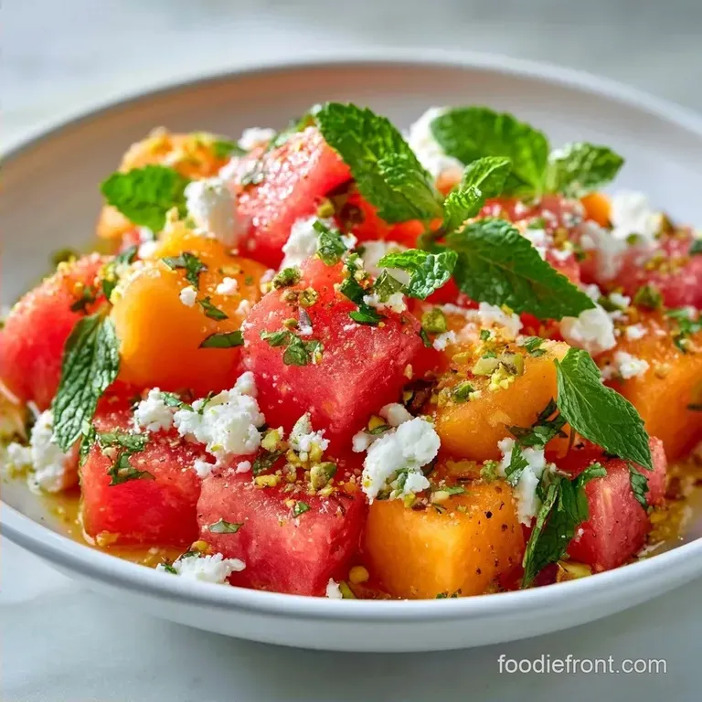 Watermelon and Cantaloupe Salad with Feta