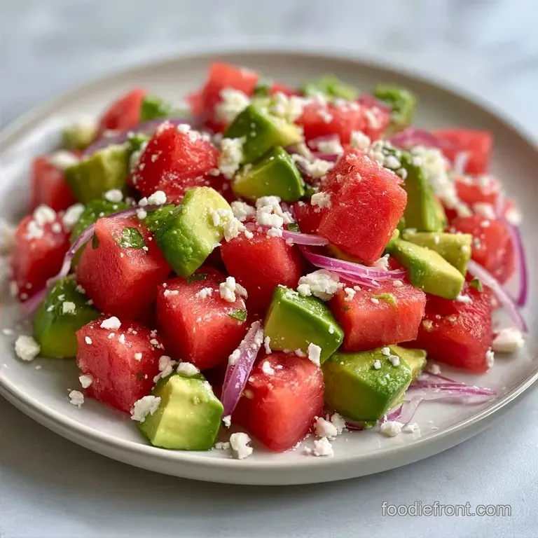 Watermelon Avocado Salad Bowl with Feta