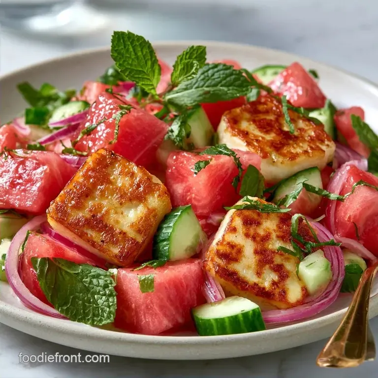 Watermelon Halloumi Salad with Honey-Lime Glaze